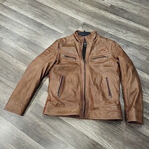 Overland Men's Leather Jacket, Brown, Size Medium